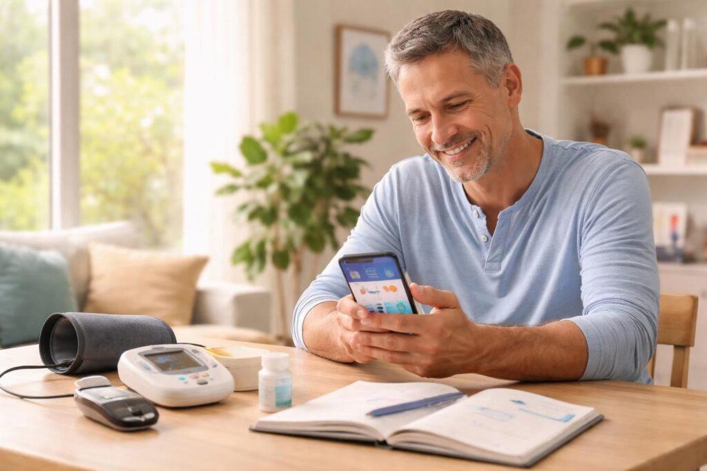 Applications de suivi médical avec MySante, Health Connect et Mediteo pour patients chroniques