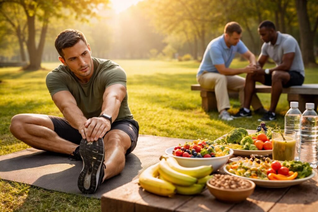 Santé et prévention pour sportifs avec conseils nutrition, blessures et récupération musculaire